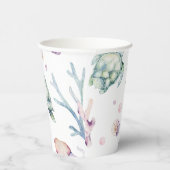 Aquarellfarbe unter dem Meerespapier Pappbecher (Rechts)