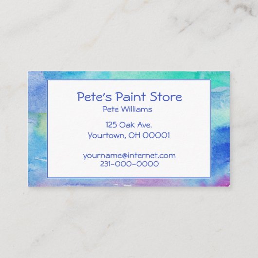 Aquarellfarbe Visitenkarte (Rückseite)