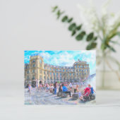 Aquarellfarbe von München Stachus. Postkarte (Stehend Vorderseite)