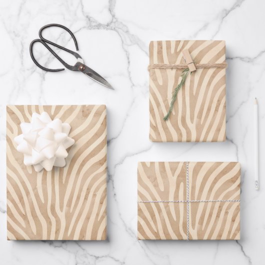 Aquarellfarbe Zebra Print Geschenkpapier Set (Vorderseite)