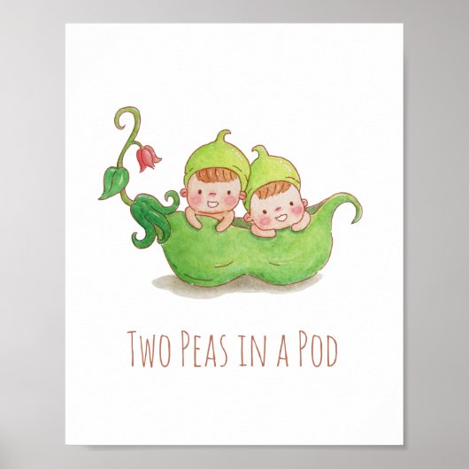 Aquarellfarbe Zwei Erbsen in einer Decke aus Pod-K Poster (Vorne)