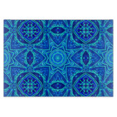 Aquarellfarben Abstrakt Blütendenz Blauer Schnitt Schneidebrett (Vorderseite)