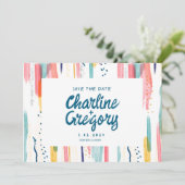 Aquarellfarben Abstrakt Save the Date Einladung (Stehend Vorderseite)