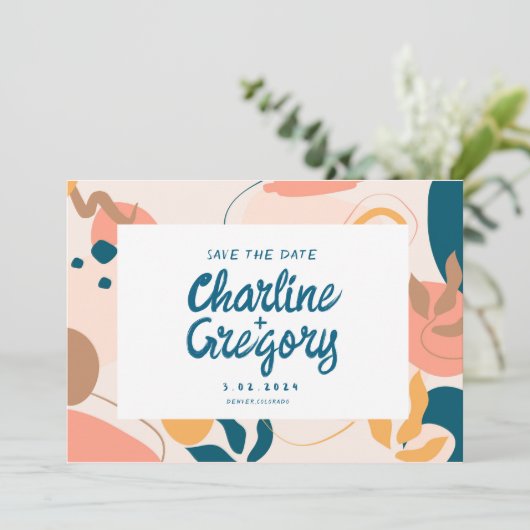 Aquarellfarben Abstrakt Save the Date Einladung (Stehend Vorderseite)