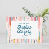 Aquarellfarben Abstrakt Save the Date Einladung (Stehend Vorderseite)