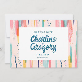 Aquarellfarben Abstrakt Save the Date Einladung