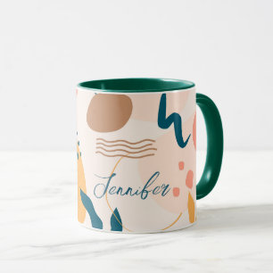 Aquarellfarben abstrakte Geometrie, minimale Tasse