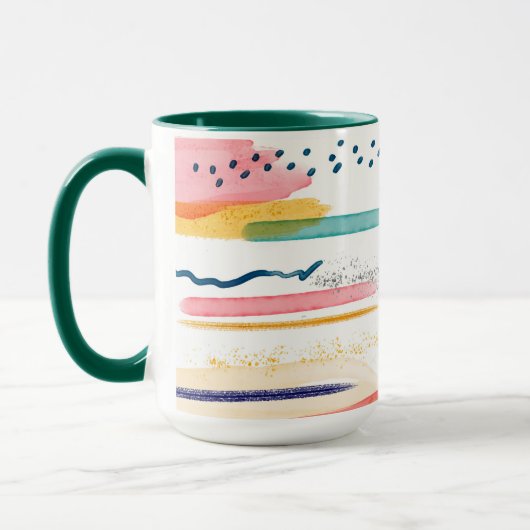 Aquarellfarben abstrakte Geometrie, minimale Tasse (Links)
