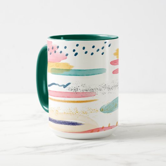 Aquarellfarben abstrakte Geometrie, minimale Tasse (Vorderseite Links)