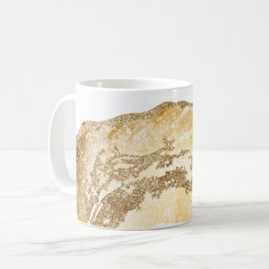 *~* Aquarellfarben Agate Geode Gold Glitzer Rock Kaffeetasse (Vorderseite Links)