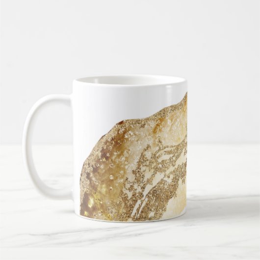 *~* Aquarellfarben Agate Geode Gold Glitzer Rock Kaffeetasse (Links)