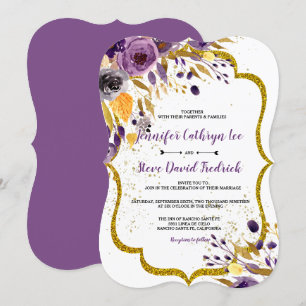 Aquarellfarben-Amethyst-Hochzeit Lila Einladung