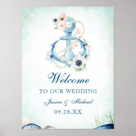 Aquarellfarben Anchor Blume Hochzeit von Starfish  Poster
