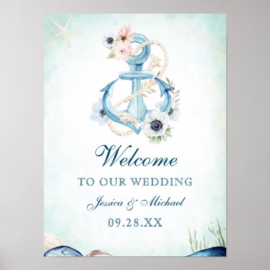 Aquarellfarben Anchor Blume Hochzeit von Starfish  Poster (Vorne)