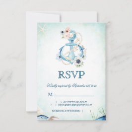 Aquarellfarben Anchor Blume Hochzeit von Starfish  RSVP Karte