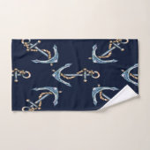 Aquarellfarben Anchors Navy Blue Badhandtuch Set (Handtuch)