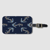 Aquarellfarben Anchors Navy Blue Gepäckanhänger (Vorderseite (Horizontal))