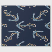 Aquarellfarben Anchors Navy Blue Geschenkpapier (Flach)
