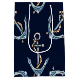 Aquarellfarben Anchors Navy Blue Mittlere Geschenktüte