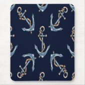 Aquarellfarben Anchors Navy Blue Mousepad (Vorne)