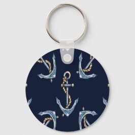 Aquarellfarben Anchors Navy Blue Schlüsselanhänger