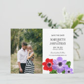 Aquarellfarben Anemone Save the Date Fotokarte (Stehend Vorderseite)