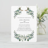Aquarellfarben Antler & Eukalyptus Viking Wedding Einladung (Stehend Vorderseite)