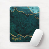 Aquarellfarben Aquamarin Goldmarble Geode Agate Mousepad (Mit Mouse)