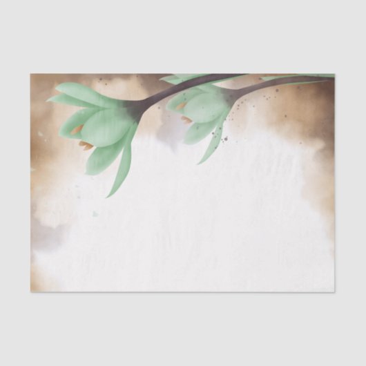 Aquarellfarben Aquamarin Grüne graue Blume Blumend Seidenpapier (Vorderseite)