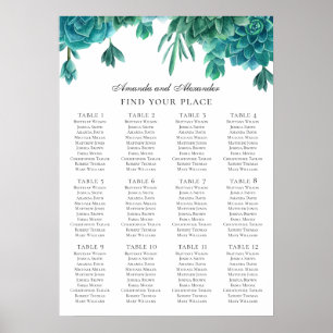 Aquarellfarben. Aquamarine Hochzeitstabelle Poster