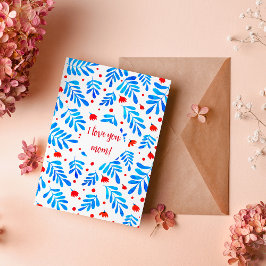 Aquarellfarben Äste und Blume Ich Liebe Sie Mama Feiertagskarte