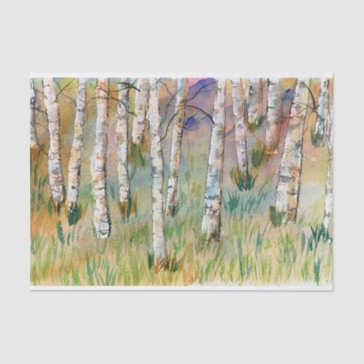 Aquarellfarben Autumn Aspen Trees Seidenpapier (Vorderseite)