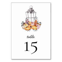 Aquarellfarben Autumn Floral Pumpkin Table Card Tischnummer