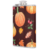 Aquarellfarben Autumn Pumpkin Floral Pattern Flachmann (Links)