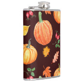 Aquarellfarben Autumn Pumpkin Floral Pattern Flachmann (Rechts)