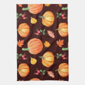 Aquarellfarben Autumn Pumpkin Floral Pattern Geschirrtuch (Vertikal)