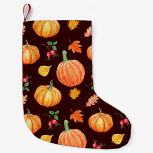 Aquarellfarben Autumn Pumpkin Floral Pattern Kleiner Weihnachtsstrumpf