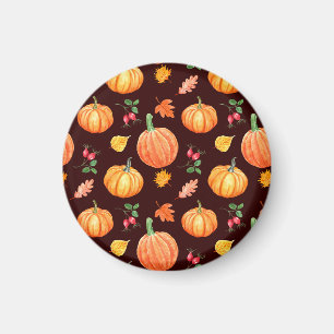 Aquarellfarben Autumn Pumpkin Floral Pattern Magnet
