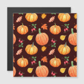 Aquarellfarben Autumn Pumpkin Floral Pattern Magnetkarte (Vorne/Hinten)