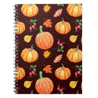Aquarellfarben Autumn Pumpkin Floral Pattern Notizblock