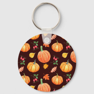 Aquarellfarben Autumn Pumpkin Floral Pattern Schlüsselanhänger