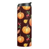 Aquarellfarben Autumn Pumpkin Floral Pattern Thermosbecher (Nach links gedreht)