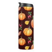 Aquarellfarben Autumn Pumpkin Floral Pattern Thermosbecher (Nach rechts gedreht)