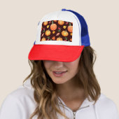 Aquarellfarben Autumn Pumpkin Floral Pattern Truckerkappe (Beispiel)