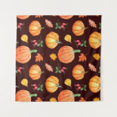 Aquarellfarben Autumn Pumpkin Floral Pattern Wandteppich (Vorderseite (Horizontal))