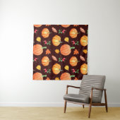 Aquarellfarben Autumn Pumpkin Floral Pattern Wandteppich (Beispiel (Horizontal))
