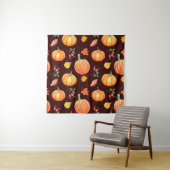 Aquarellfarben Autumn Pumpkin Floral Pattern Wandteppich (Beispiel)