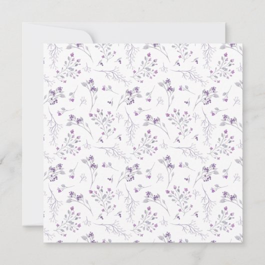 Aquarellfarben - Bejahung der violetten Blumen Einladung (Rückseite)