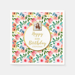 Aquarellfarben, benutzerdefinierter Foto-Text, Geb Serviette