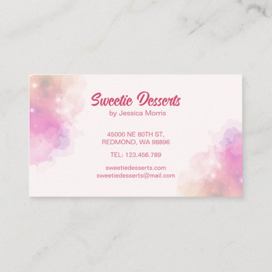 Aquarellfarben Berufliches Konditorgebäck Visitenkarte (Rückseite)